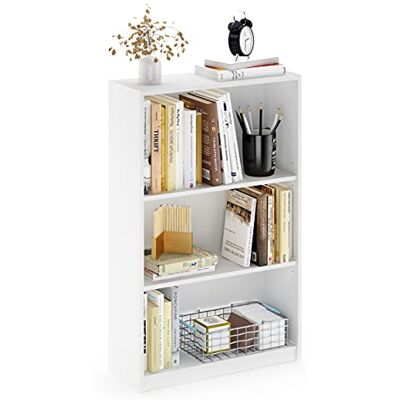 Furinno JAYA Simple Home knihovna se 3 úrovněmi, nastavitelný regál, bílá Furinno JAYA Simple Home knihovna se 3 úrovněmi, nastavitelný regál, bílá