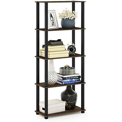 Furinno Turn-S-Tube 5stupňový víceúčelový regál se čtyřhrannými trubkami, ořech Columbia/černý Bücherregal mit Vierkantrohren, Regalsystem für Ordnung für Wohnzimmer und Homeoffice Furinno Turn-S-Tube 5stupňový víceúčelový regál se čtyřhrannými trubkami, ořech Columbia/černý Bücherregal mit Vierkantrohren, Regalsystem für Ordnung für Wohnzimmer und Homeoffice