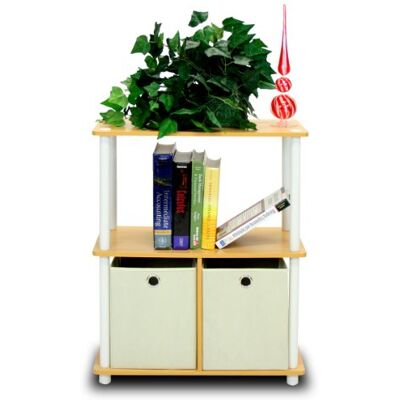 Třípatrový úložný regál Furinno Go Green - Buk/bílá Třípatrový úložný regál Furinno Go Green - Buk/bílá