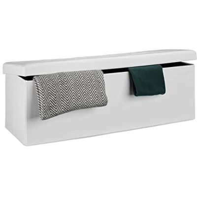 Relaxdays , skládací sedací stolička XL, VŠH 38 x 114 x 38 cm, stabilní kostka na sezení s praktickou podnožkou, sedací kostka z plátna jako odkládací schránka s úložným prostorem a odnímatelným víkem, pro obývací pokoje Relaxdays , skládací sedací stolička XL, VŠH 38 x 114 x 38 cm, stabilní kostka na sezení s praktickou podnožkou, sedací kostka z plátna jako odkládací schránka s úložným prostorem a odnímatelným víkem, pro obývací pokoje
