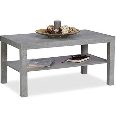 Relaxdays Konferenční stolek vzhled betonu, VxŠxH 45 x 90 x 55 cm, šedý Relaxdays Konferenční stolek vzhled betonu, VxŠxH 45 x 90 x 55 cm, šedý