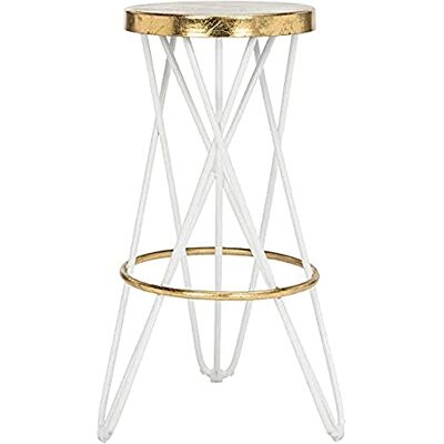 Safavieh Jonatan Barhocker, lackiertes Metall, Weiß / Gold,45 X 45 X 76.2 cm Safavieh Jonatan Barhocker, lackiertes Metall, Weiß / Gold,45 X 45 X 76.2 cm