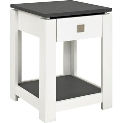 HAKU Servírovací stolek bílý MDF konferenční stolek se zásuvkou a odkládací plochou – rozměry: Š 40 x V 55 x H 40 cm Styl: moderní HAKU Servírovací stolek bílý MDF konferenční stolek se zásuvkou a odkládací plochou – rozměry: Š 40 x V 55 x H 40 cm Styl: moderní