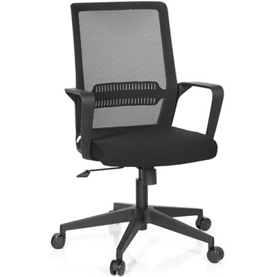 hjh OFFICE 732030 Kancelářská židle Preston látka černá Home Office Otočná židle ergonomická s bederní opěrkou, síťová záda hjh OFFICE 732030 Kancelářská židle Preston látka černá Home Office Otočná židle ergonomická s bederní opěrkou, síťová záda