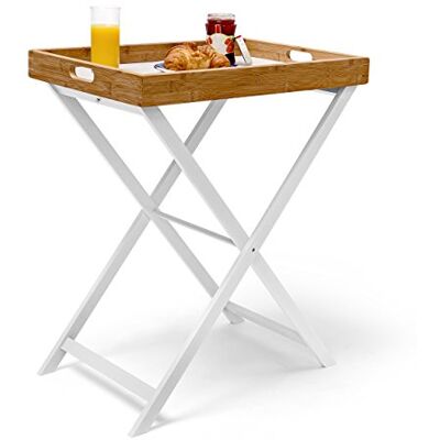 Relaxdays Podnos bambusový VxŠxH: 72 x 60 x 40 cm, servírovací stolek s podnosem, skládací stolek/servírovací podnos, bílý Relaxdays Podnos bambusový VxŠxH: 72 x 60 x 40 cm, servírovací stolek s podnosem, skládací stolek/servírovací podnos, bílý