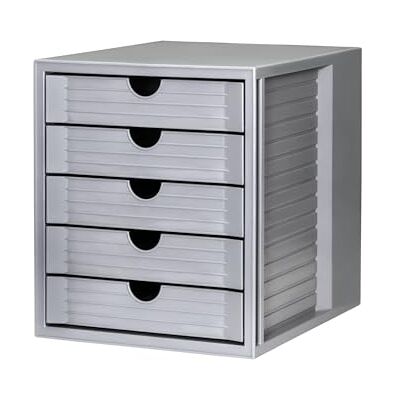 HAN Zásuvkový box SYSTEMBOX KARMA min. 80 % recyklovaný plast s 5 uzavřenými zásuvkami, psací stůl nebo ve skříni, vč. výsuvného zámku + klipu na popisování, gumové nohy, 14508-18, světle šedá HAN Zásuvkový box SYSTEMBOX KARMA min. 80 % recyklovaný plast s 5 uzavřenými zásuvkami, psací stůl nebo ve skříni, vč. výsuvného zámku + klipu na popisování, gumové nohy, 14508-18, světle šedá