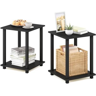 Furinno Zjednodušený Sofstolek - 2 kusy, černý, 39,6x39,6x49,8cm - odkládací stolek Furinno Zjednodušený Sofstolek - 2 kusy, černý, 39,6x39,6x49,8cm - odkládací stolek