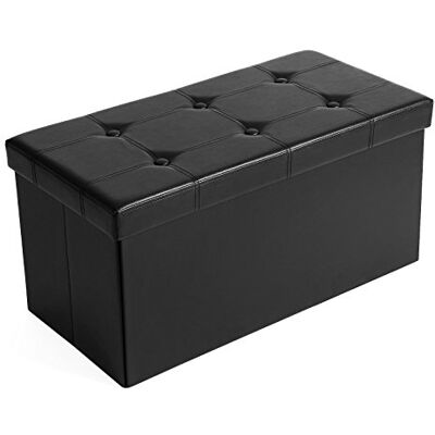 SONGMICS Sedací stolička, skládací, 89 litrů, nosnost až 300 kg Úložný box, podnožka, potah z umělé kůže, polstrovaný, černá barva, kolekce MINOTA LSF105 SONGMICS Sedací stolička, skládací, 89 litrů, nosnost až 300 kg Úložný box, podnožka, potah z umělé kůže, polstrovaný, černá barva, kolekce MINOTA LSF105