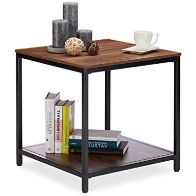 Relaxdays Beistelltisch quadratisch, 51 cm hoch, schwarz-Natur Relaxdays Beistelltisch quadratisch, 51 cm hoch, schwarz-Natur