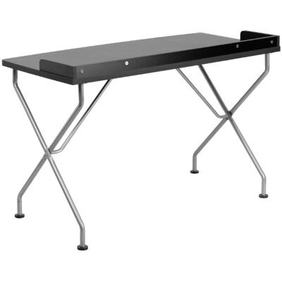 Flash Furniture Černý počítačový stůl s Raised Border and Silver Metal Frame, 47,25" Š x 23,25" D x 31,25" H Flash Furniture Černý počítačový stůl s Raised Border and Silver Metal Frame, 47,25" Š x 23,25" D x 31,25" H