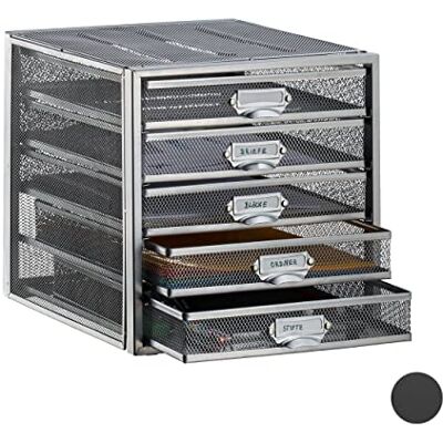 Relaxdays Zásuvkový box, 5 zásuvek, pro dokumenty DIN A4, systém Organizér na psací stůl, organizér na spisy Relaxdays Zásuvkový box, 5 zásuvek, pro dokumenty DIN A4, systém Organizér na psací stůl, organizér na spisy