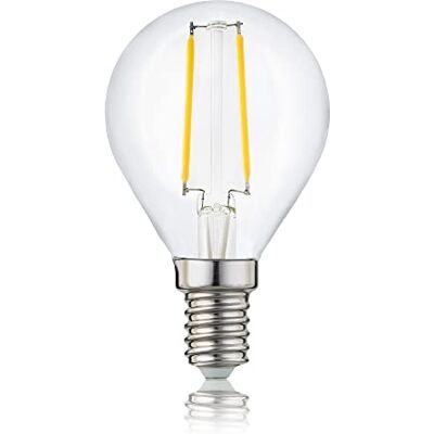 Hellum LED žárovka E14, 2,2 W teplá bílá LED lampa ve tvaru kapky s 250 lumeny, E14 Vintage žárovka nahrazuje 25W žárovku, G45 2700 Kelvin teplá bílá čirá, 208108 Hellum LED žárovka E14, 2,2 W teplá bílá LED lampa ve tvaru kapky s 250 lumeny, E14 Vintage žárovka nahrazuje 25W žárovku, G45 2700 Kelvin teplá bílá čirá, 208108