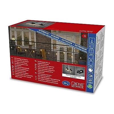 Konstsmide LED pivní zahradní řetěz, čirý, 10 jasných žárovek / 80 jantarových diod, 24V venkovní trafa, černý kabel 2378-800 Konstsmide LED pivní zahradní řetěz, čirý, 10 jasných žárovek / 80 jantarových diod, 24V venkovní trafa, černý kabel 2378-800