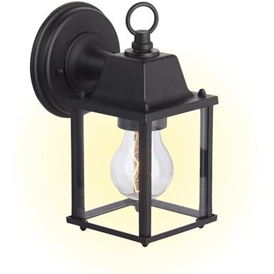 Brilliant Irvin venkovní nástěnné svítidlo, černá, závěsná nástěnná lampa s objímkou IP23 E27 pro LED svítidla, venkovní lampa z kovu/skla odolná proti povětrnostním vlivům, na stěnu domu, terasu a Brilliant Irvin venkovní nástěnné svítidlo, černá, závěsná nástěnná lampa s objímkou IP23 E27 pro LED svítidla, venkovní lampa z kovu/skla odolná proti povětrnostním vlivům, na stěnu domu, terasu a