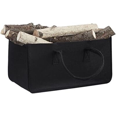 Relaxdays Taška na krbové dřevo z plsti, přenosný koš na palivové dřevo Skládací držák na noviny V x Š x H: 25 x 25 x 50 cm Relaxdays Taška na krbové dřevo z plsti, přenosný koš na palivové dřevo Skládací držák na noviny V x Š x H: 25 x 25 x 50 cm