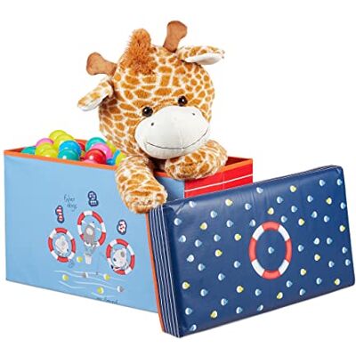 Relaxdays Sedací box pro děti, skládací úložný box s úložným prostorem Víko, motiv moře, chlapci a dívky, 50 litrů Relaxdays Sedací box pro děti, skládací úložný box s úložným prostorem Víko, motiv moře, chlapci a dívky, 50 litrů