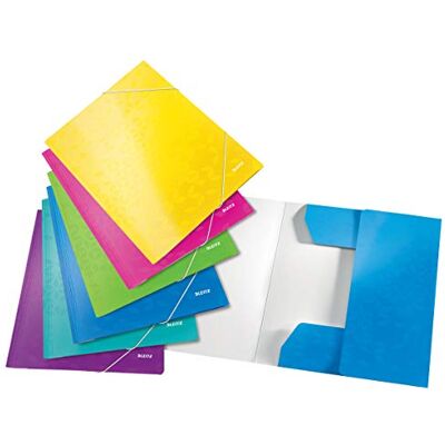 Leitz WOW složka se 3 skládacími deskami, balení 6 ks, desky s rohovými deskami až na 150 listů A4, elastický uzávěr, desky na dokumenty z lepenky, vícebarevné, 39821099 Leitz WOW složka se 3 skládacími deskami, balení 6 ks, desky s rohovými deskami až na 150 listů A4, elastický uzávěr, desky na dokumenty z lepenky, vícebarevné, 39821099