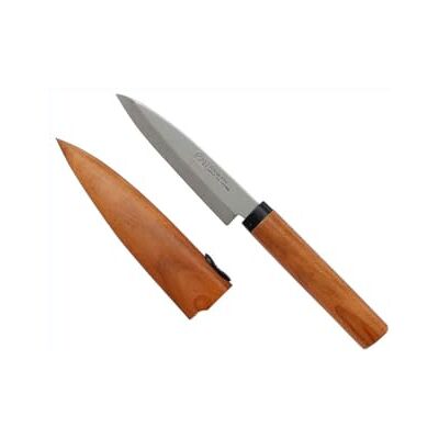 KAI Select nůž na ovoce s dřevěným pochvou a rukojetí z třešňového dřeva – nerezová ušlechtilá ocel SUS420J2 – délka čepele 9 cm, celková délka 20,5 cm – univerzální nůž na ovoce a loupání KAI Select nůž na ovoce s dřevěným pochvou a rukojetí z třešňového dřeva – nerezová ušlechtilá ocel SUS420J2 – délka čepele 9 cm, celková délka 20,5 cm – univerzální nůž na ovoce a loupání