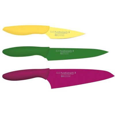 KAI Pure Komachi 2 sada kuchyňských nožů 3dílná nůž na zeleninu 15 cm, univerzální nůž 15 cm, nůž do kanceláře 10 cm nerezová uhlíková ocel nepřilnavý povrch s polypropylenovou rukojetí KAI Pure Komachi 2 sada kuchyňských nožů 3dílná nůž na zeleninu 15 cm, univerzální nůž 15 cm, nůž do kanceláře 10 cm nerezová uhlíková ocel nepřilnavý povrch s polypropylenovou rukojetí