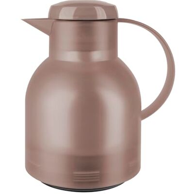 Emsa Samba Isolierkanne, 1 Liter Fassungsvermögen, Quick Press Verschluss, 100% dicht, 12h heiß und 24h kalt, mit Glaskolben, made in Germany, Transluzent/Taupe, 509820 Emsa Samba Isolierkanne, 1 Liter Fassungsvermögen, Quick Press Verschluss, 100% dicht, 12h heiß und 24h kalt, mit Glaskolben, made in Germany, Transluzent/Taupe, 509820