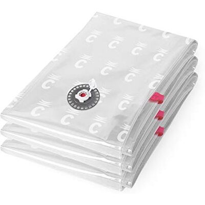 Compactor ASPISPACE XL vakuový kompresní sáček, sada ze 3, průhledné vakuové pytle, 80 x 130 cm, opakovaně použitelné až 100krát Compactor ASPISPACE XL vakuový kompresní sáček, sada ze 3, průhledné vakuové pytle, 80 x 130 cm, opakovaně použitelné až 100krát