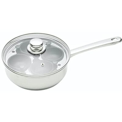 KitchenCraft Pochierovací pánev, nádoba na pošírování vajec, pánev na podušení vajec z uhlíkové oceli, pánev na ukládání vajec pro 4 vejce, nepřilnavá a odolná proti indukci, 20,5 cm, stříbrná KitchenCraft Pochierovací pánev, nádoba na pošírování vajec, pánev na podušení vajec z uhlíkové oceli, pánev na ukládání vajec pro 4 vejce, nepřilnavá a odolná proti indukci, 20,5 cm, stříbrná