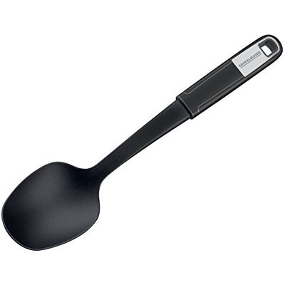 FACKELMANN Servírovací lžíce 31 cm SENSE, lžíce s funkčním dílem z plastu, protiskluzová rukojeť Soft-Touch, pro potažené pánve a hrnce (barva: stříbrná/černá), množství: 1 kus FACKELMANN Servírovací lžíce 31 cm SENSE, lžíce s funkčním dílem z plastu, protiskluzová rukojeť Soft-Touch, pro potažené pánve a hrnce (barva: stříbrná/černá), množství: 1 kus