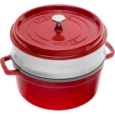 STAUB Cocotte/Kulatý pekáč s parní vložkou (26 cm, 5,0 l, vhodný pro indukci, s matovým černým emailem uvnitř hrnce) STAUB Cocotte/Kulatý pekáč s parní vložkou (26 cm, 5,0 l, vhodný pro indukci, s matovým černým emailem uvnitř hrnce)