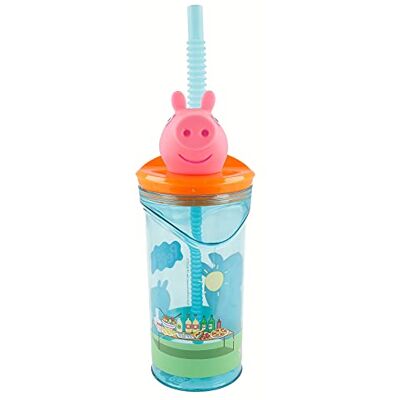 Stor Opakovaně použitelný dětský hrnek z plastu bez BPA 430 ml s 3D figurkou na víku Peppa Pig CORE, růžová/modrá Stor Opakovaně použitelný dětský hrnek z plastu bez BPA 430 ml s 3D figurkou na víku Peppa Pig CORE, růžová/modrá