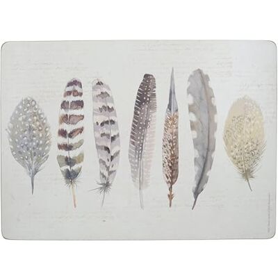 Creative Prostírání, motiv peří, obdélníkové, s korkovou zadní stranou, vícebarevné, 40 x 29 cm Creative Prostírání, motiv peří, obdélníkové, s korkovou zadní stranou, vícebarevné, 40 x 29 cm