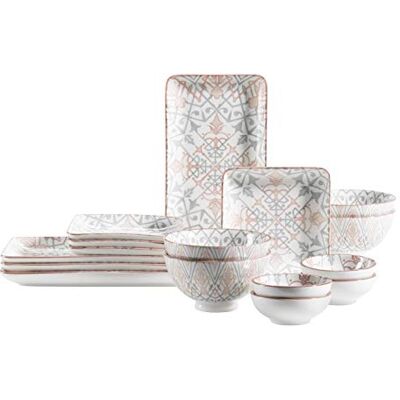 MÄSER Snackingset, porcelán NANTES, růžová / šedá MÄSER Snackingset, porcelán NANTES, růžová / šedá