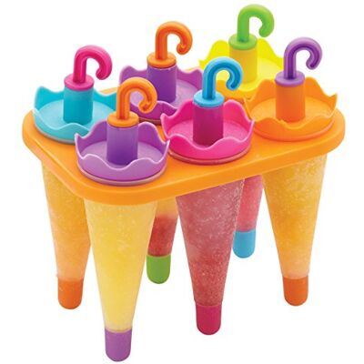 KitchenCraft Forma na zmrzlinu se 6 opakovaně použitelnými tyčinkami ve stylu deštníku, plast, vícebarevná KitchenCraft Forma na zmrzlinu se 6 opakovaně použitelnými tyčinkami ve stylu deštníku, plast, vícebarevná