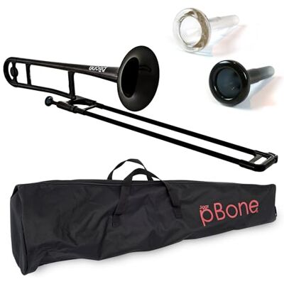 PBONE Plastový pozoun černý s kapsou a náústkem PBONE Plastový pozoun černý s kapsou a náústkem