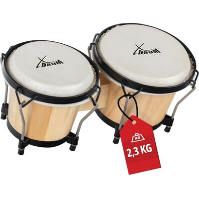 XDrum Bongos Club 2 bubny s 6" a 7" bubny na bongoty s laditelnými přírodními kožešinami a ladicím klíčem dřevěné bubny přírodní XDrum Bongos Club 2 bubny s 6" a 7" bubny na bongoty s laditelnými přírodními kožešinami a ladicím klíčem dřevěné bubny přírodní