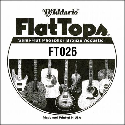 D'Addario FT026 Jednotlivá akustická kytara Semi-Flat 026 fosshpor Bronze Wound D'Addario FT026 Jednotlivá akustická kytara Semi-Flat 026 fosshpor Bronze Wound