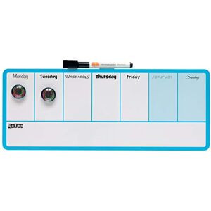 Nobo Magnetický týdenní plánovací mini Whiteboard, lze otírat za sucha, montáž na stěnu, integrovaný držák tužek, dvoubarevný design, vč. tužky a magnetů, 360 x 140 mm, modrá, 1904047 Nobo Magnetický týdenní plánovací mini Whiteboard, lze otírat za sucha, montáž na stěnu, integrovaný držák tužek, dvoubarevný design, vč. tužky a magnetů, 360 x 140 mm, modrá, 1904047