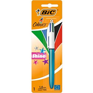 BIC Kuličkové pero ve 4 barvách 4 Colours Shine, různé barvy dříku, balení 1 ks, ideální do kanceláře, domácí kanceláře nebo do školy BIC Kuličkové pero ve 4 barvách 4 Colours Shine, různé barvy dříku, balení 1 ks, ideální do kanceláře, domácí kanceláře nebo do školy