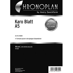 Avery Chronoplan 50304 kostkované vložky do kalendáře k doplnění pro diář (formát A5, 50 čtverečkovaných listů s univerzálním děrováním, 80 g/m², ideální pro poznámky a nákresy, pro mnoho organizérů) Avery Chronoplan 50304 kostkované vložky do kalendáře k doplnění pro diář (formát A5, 50 čtverečkovaných listů s univerzálním děrováním, 80 g/m², ideální pro poznámky a nákresy, pro mnoho organizérů)