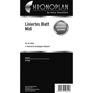 Avery Chronoplan 50341 linierte Kalendereinlagen zum Nachfüllen für Terminplaner Midi (96x172 mm, 25 linierte Blätter mit Universallochung, 80g/m², ideal für Notizen und Skizzen, für viele Organizer), Weiß Avery Chronoplan 50341 linierte Kalendereinlagen zum Nachfüllen für Terminplaner Midi (96x172 mm, 25 linierte Blätter mit Universallochung, 80g/m², ideal für Notizen und Skizzen, für viele Organizer), Weiß
