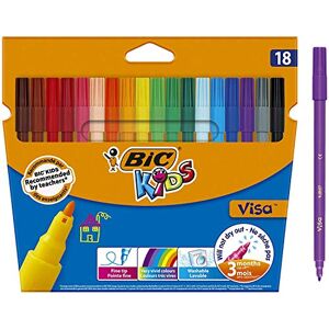 BIC Kids štětce na štětce Visa, 18 kusů, 18 barev tříděné – inkoust na bázi vody, omyvatelný, 3 měsíce ochrana proti vysušení BIC Kids štětce na štětce Visa, 18 kusů, 18 barev tříděné – inkoust na bázi vody, omyvatelný, 3 měsíce ochrana proti vysušení