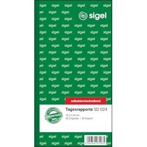 Sigel SD024 Tagesrapport 10,5x20 cm, 2x40 Blatt, selbstdurchschreibend, 1 Stück, aus nachhaltigem Papier Sigel SD024 Tagesrapport 10,5x20 cm, 2x40 Blatt, selbstdurchschreibend, 1 Stück, aus nachhaltigem Papier