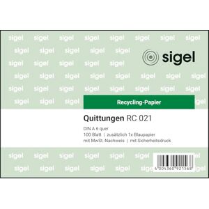 Sigel RC021 blok stvrzenek A6 na šířku, z recyklovaného papíru, 100 listů Sigel RC021 blok stvrzenek A6 na šířku, z recyklovaného papíru, 100 listů