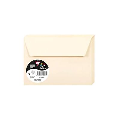 Clairefontaine 5446C – balení s 20 obálkami pylu, formát C6, 11,4 x 16,2 cm, 120 g, ideální pro korespondenci a pozvánky, slonová kost, 1 balení Clairefontaine 5446C – balení s 20 obálkami pylu, formát C6, 11,4 x 16,2 cm, 120 g, ideální pro korespondenci a pozvánky, slonová kost, 1 balení