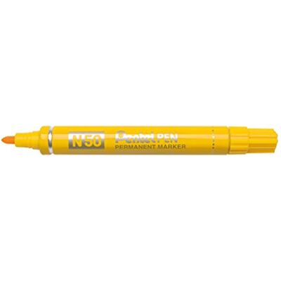 Pentel N50-GE permanentní popisovač, hliníkový kryt, kónický hrot, 1 kus, žlutý Pentel N50-GE permanentní popisovač, hliníkový kryt, kónický hrot, 1 kus, žlutý