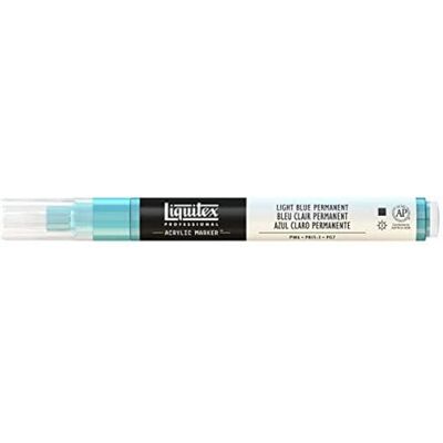 Liquitex 4620770 Profesionální popisovač barev, akrylový popisovač s vysoce pigmentovanou akrylovou barvou na bázi vody pro vnitřní i venkovní použití, jemná špička – světle modrá permanentní Liquitex 4620770 Profesionální popisovač barev, akrylový popisovač s vysoce pigmentovanou akrylovou barvou na bázi vody pro vnitřní i venkovní použití, jemná špička – světle modrá permanentní