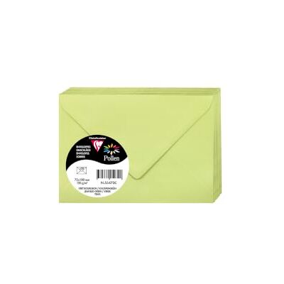Clairefontaine 55470C – balení s 20 obálkami pylu, mini formát 7,5 × 10 cm, 120 g, ideální pro pozvánky a korespondenci, zelená pupenka, 1 balení Clairefontaine 55470C – balení s 20 obálkami pylu, mini formát 7,5 × 10 cm, 120 g, ideální pro pozvánky a korespondenci, zelená pupenka, 1 balení