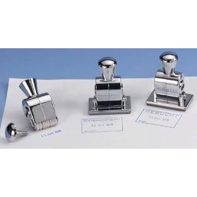 Wedo 876 Stema Datumstempel (mit Text Eingegangen (4 Felder) Abdruckgröße 3 x 5 cm, verchromtes Metallgehäuse) Wedo 876 Stema Datumstempel (mit Text Eingegangen (4 Felder) Abdruckgröße 3 x 5 cm, verchromtes Metallgehäuse)