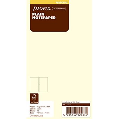 Filofax 132453 Personal Notizpapier, blanko, cotton cream Filofax 132453 Personal Notizpapier, blanko, cotton cream