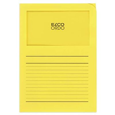 Elco 73695.72 Ordo classico Verpackung mit 10 Dokumentenhülle aus Papier mit Linienaufdruck, 220x310, 120g, intensivgelb, Fenster: ja Elco 73695.72 Ordo classico Verpackung mit 10 Dokumentenhülle aus Papier mit Linienaufdruck, 220x310, 120g, intensivgelb, Fenster: ja