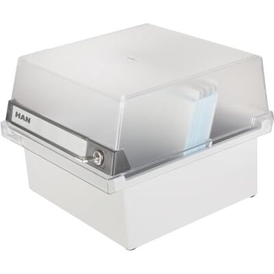 HAN Kartotéka od speciální edice A5 na šířku, 965-S-631, inovativní, atraktivní design pro 800 karet se zámkem, odnímatelné víko včetně velkého popisovacího pole, světle šedá, průsvitná, světle šedá HAN Kartotéka od speciální edice A5 na šířku, 965-S-631, inovativní, atraktivní design pro 800 karet se zámkem, odnímatelné víko včetně velkého popisovacího pole, světle šedá, průsvitná, světle šedá